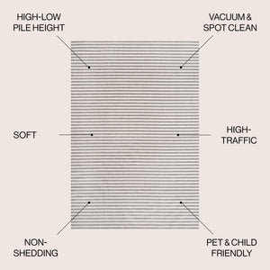 Aarhus High-Low Minimalist Scandi Striped Indoor/Outdoor Area Rug