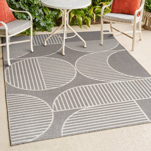Nordby High-Low Geometric Scandi Striped Indoor/Outdoor Area Rug