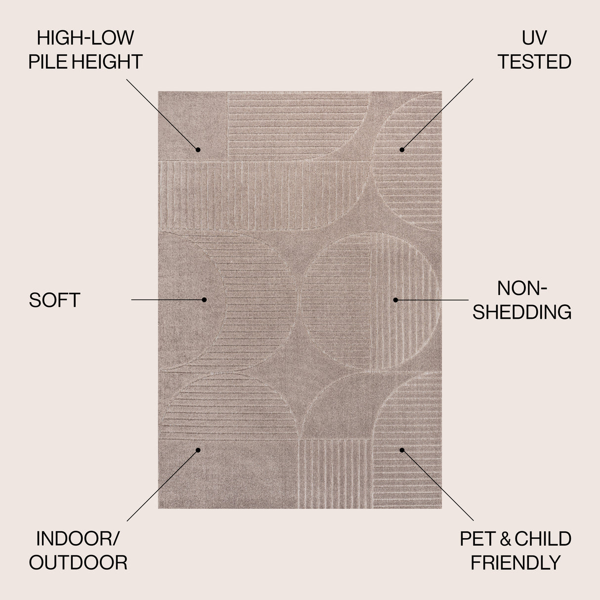 Nordby High-Low Geometric Scandi Striped Indoor/Outdoor Area Rug