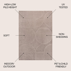 Nordby High-Low Geometric Scandi Striped Indoor/Outdoor Area Rug