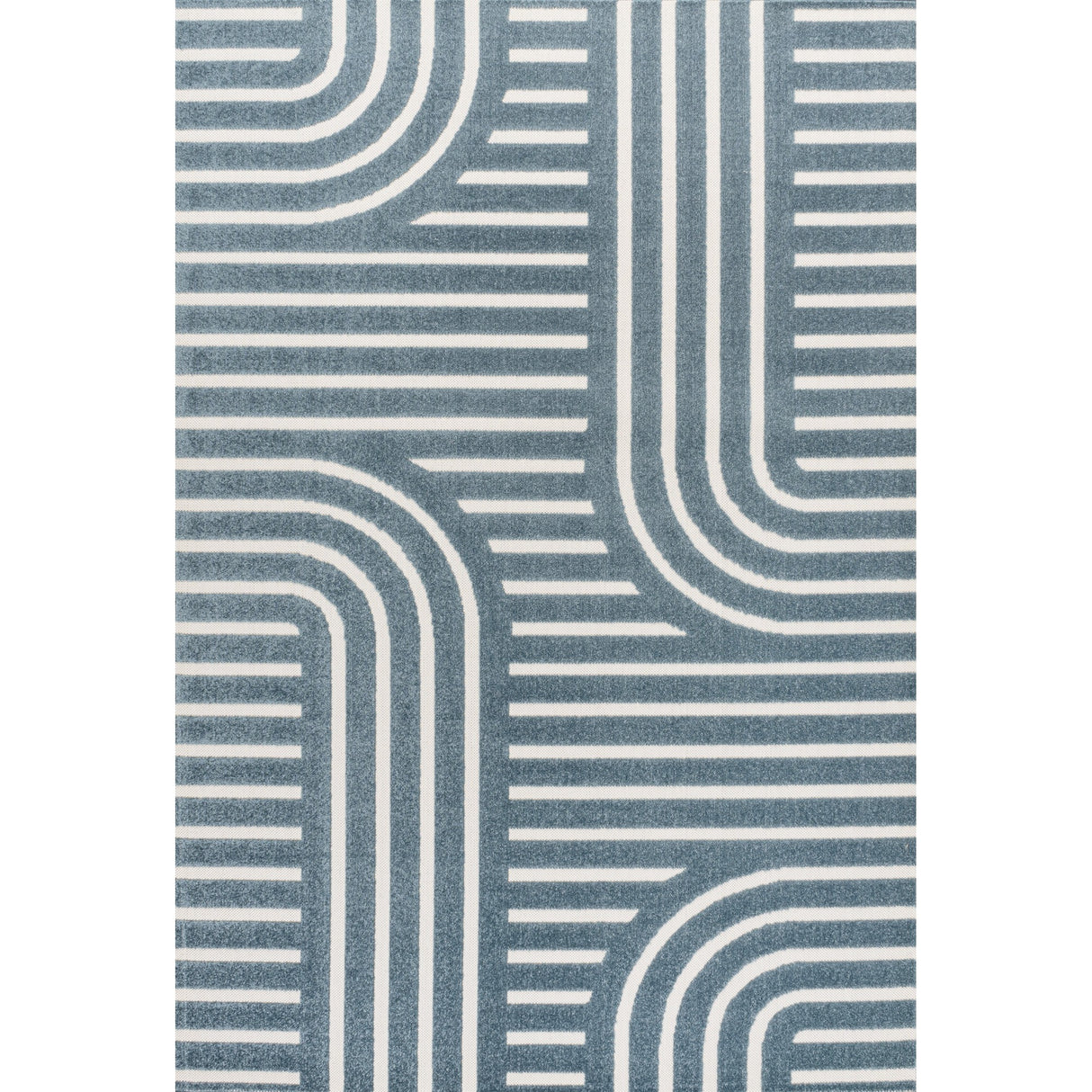 Anders High-Low MidCentury Modern Arch Stripe Two-Tone Indoor/Outdoor Area Rug