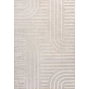 Anders High-Low MidCentury Modern Arch Stripe Two-Tone Indoor/Outdoor Area Rug