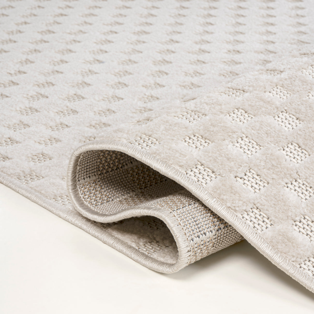 Finn High-Low Modern Minimalist Checkered Monotone Indoor/Outdoor Area Rug