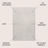 Finn High-Low Modern Minimalist Checkered Monotone Indoor/Outdoor Area Rug
