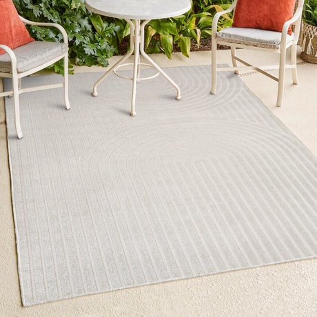 Sofia High-Low MidCentury Modern Arch Stripe Two-Tone Indoor/Outdoor Area Rug