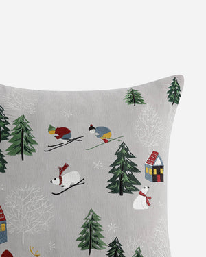 Velvet Embroidered Bear Throw Pillow