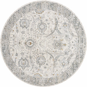 Gauge Cream & Gray Blue Rug with Fringes