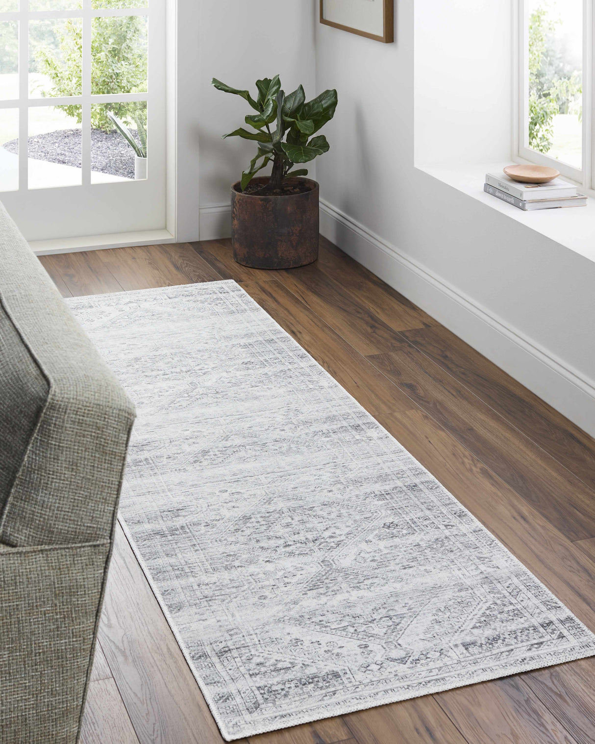 Nadie Blue Gray Medallion Area Rug - Clearance