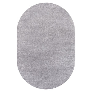 Haze Solid Sleek Low-Pile Oval Area Rug