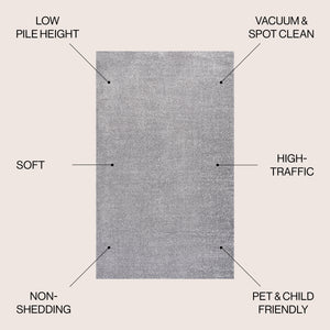 Haze Solid Sleek Low-Pile Area Rug- 11 Colors Available