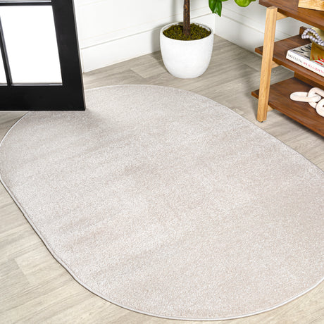 Haze Solid Sleek Low-Pile Oval Area Rug