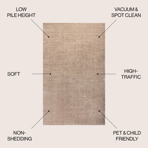 Haze Solid Sleek Low-Pile Area Rug- 11 Colors Available