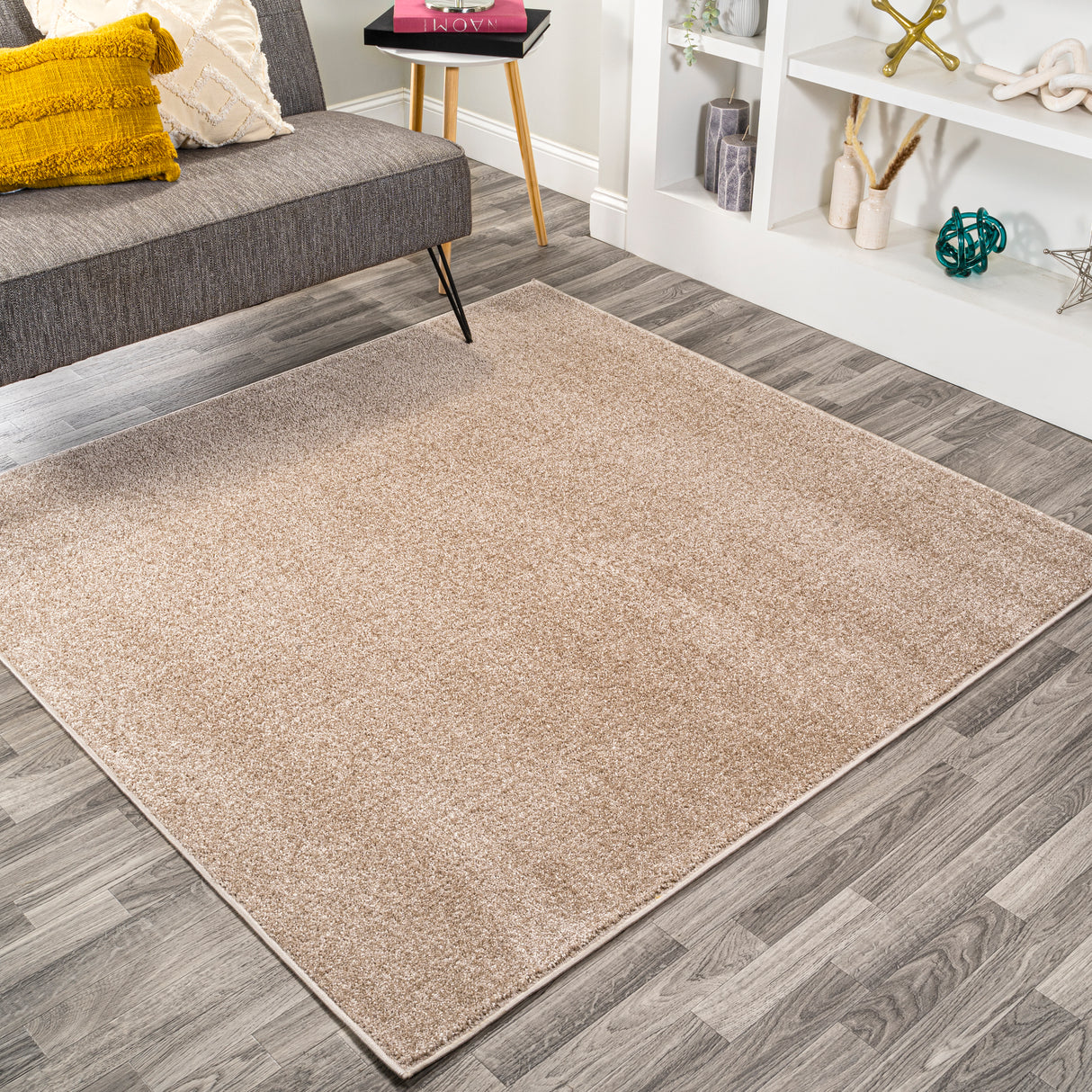 Haze Solid Sleek Low-Pile Square Area Rug