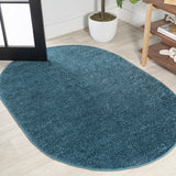 Haze Solid Sleek Low-Pile Oval Area Rug