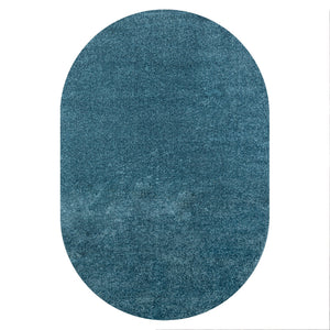 Haze Solid Sleek Low-Pile Oval Area Rug
