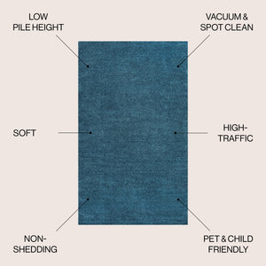 Haze Solid Sleek Low-Pile Area Rug- 11 Colors Available