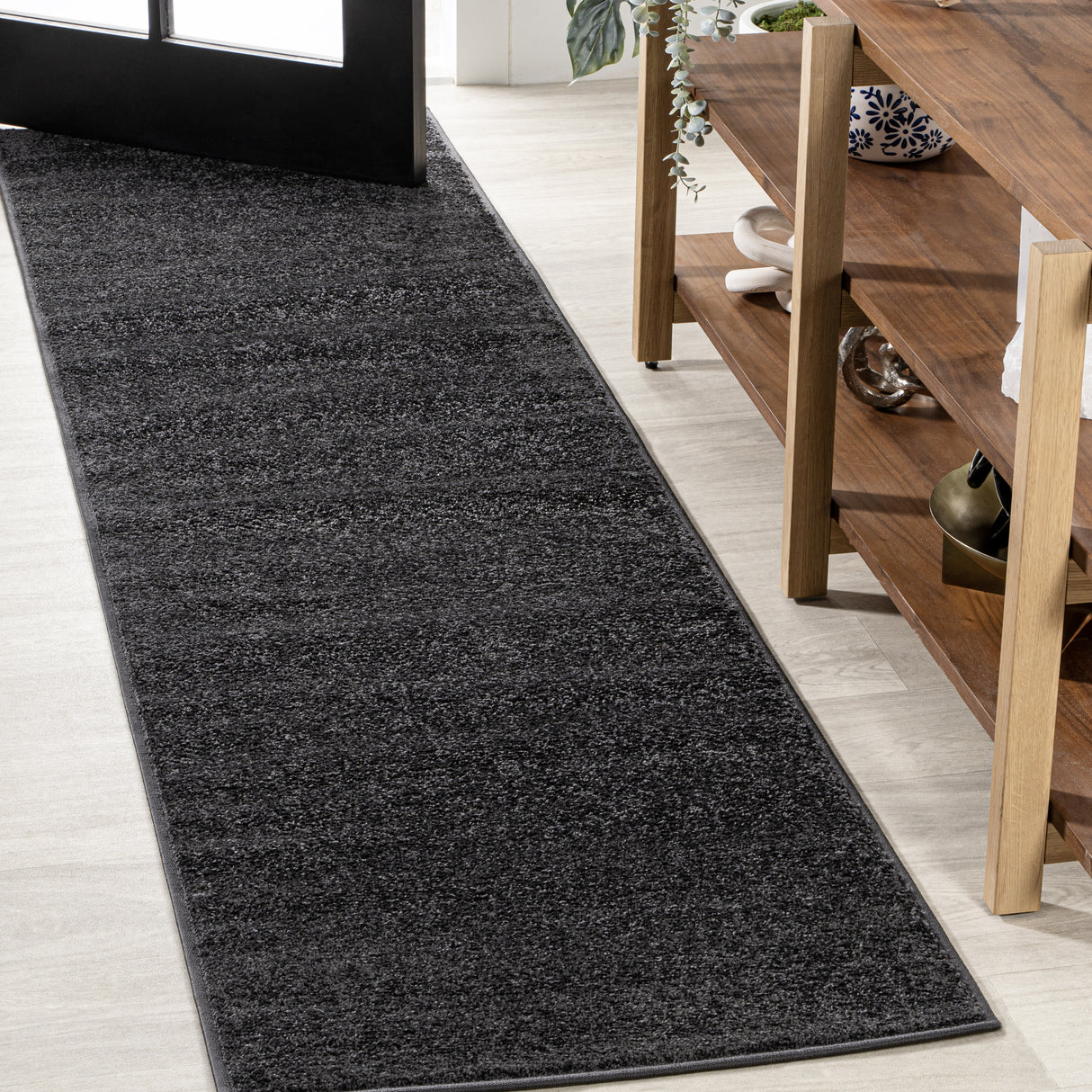 Haze Solid Sleek Low-Pile Runner Rug