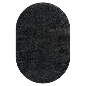 Haze Solid Sleek Low-Pile Oval Area Rug