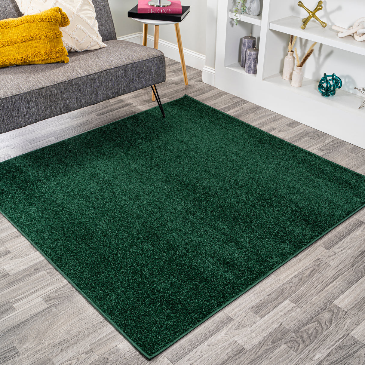 Haze Solid Unique Low-Pile Square Area Rug
