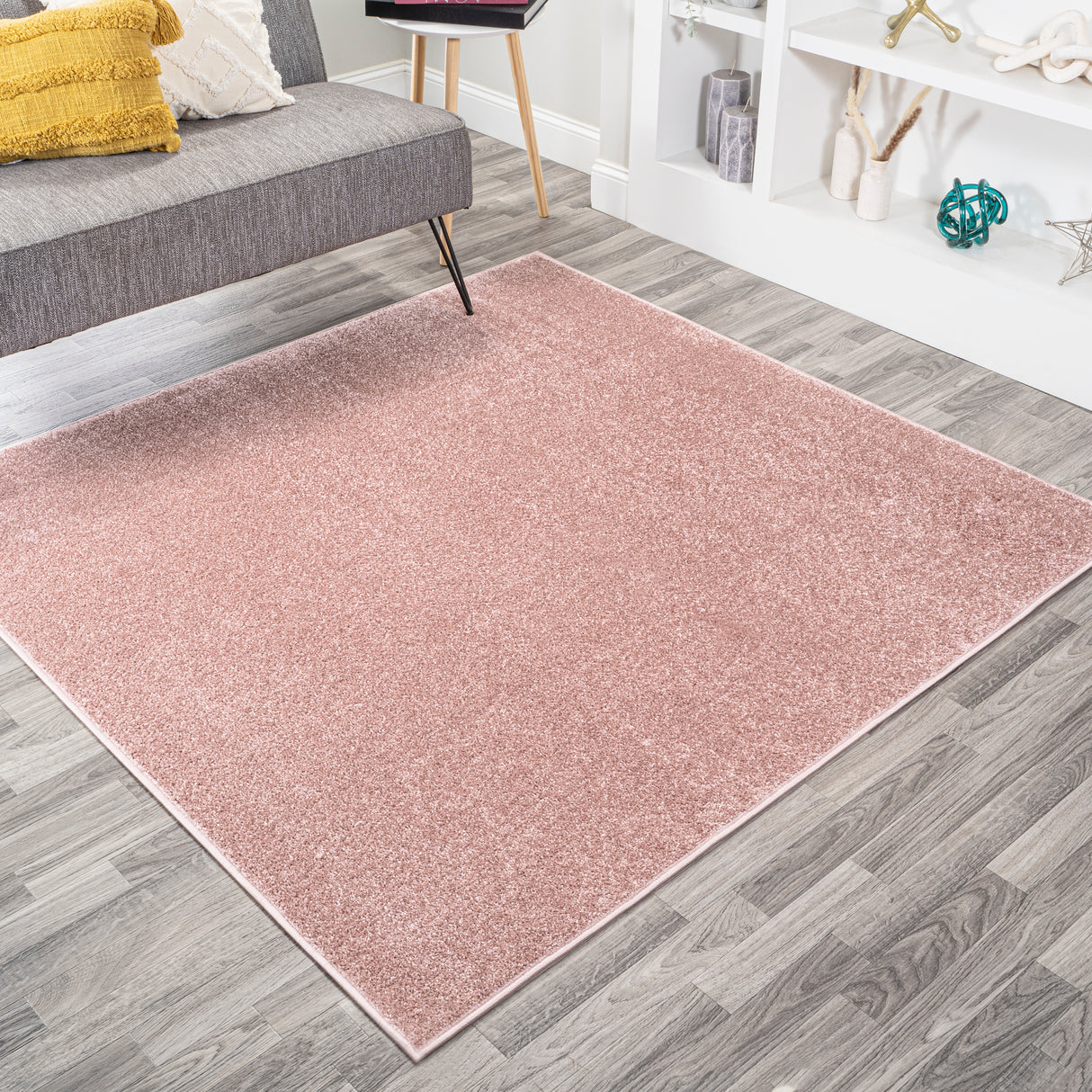 Haze Solid Unique Low-Pile Square Area Rug