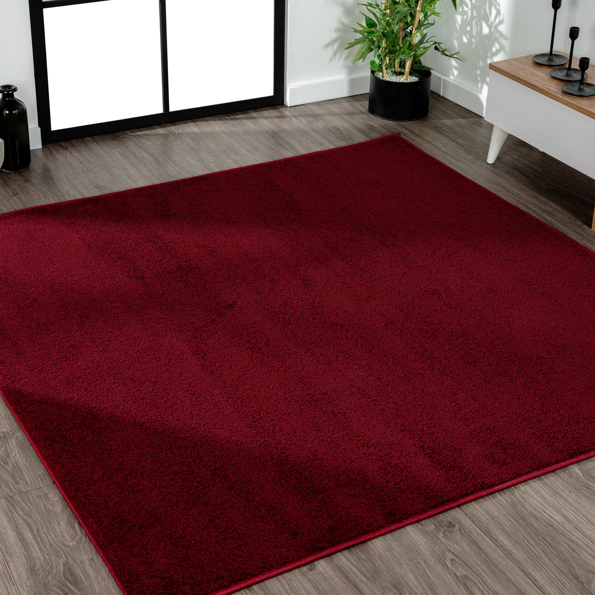 Haze Solid Unique Low-Pile Square Area Rug