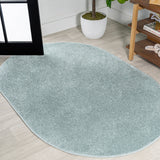Haze Solid Unique Low-Pile Oval Area Rug