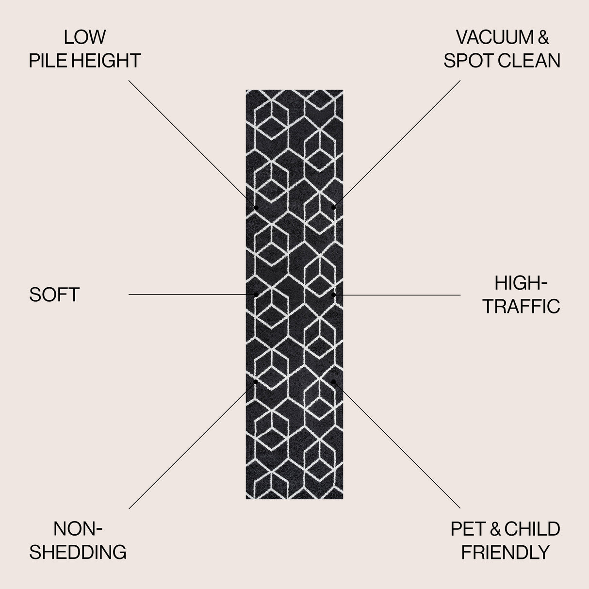 Tumbling Blocks Modern Geometric Runner Rug