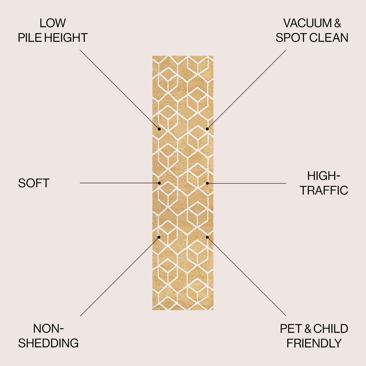 Tumbling Blocks Modern Geometric Runner Rug