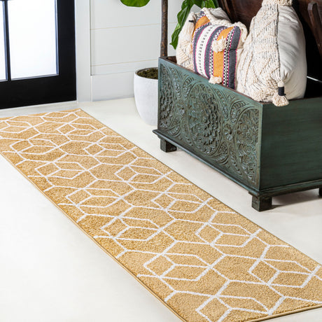 Tumbling Blocks Modern Geometric Runner Rug