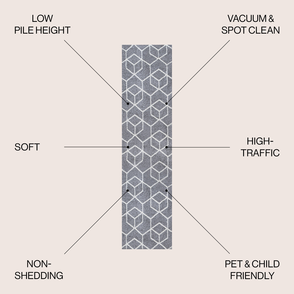 Tumbling Blocks Modern Geometric Runner Rug