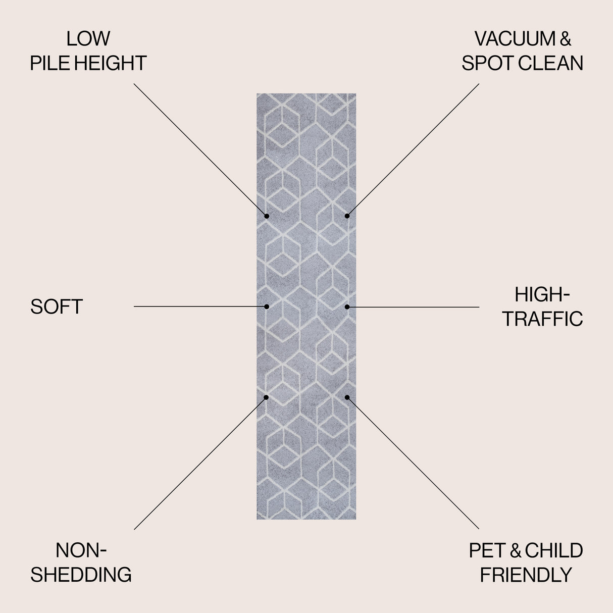Tumbling Blocks Modern Geometric Runner Rug