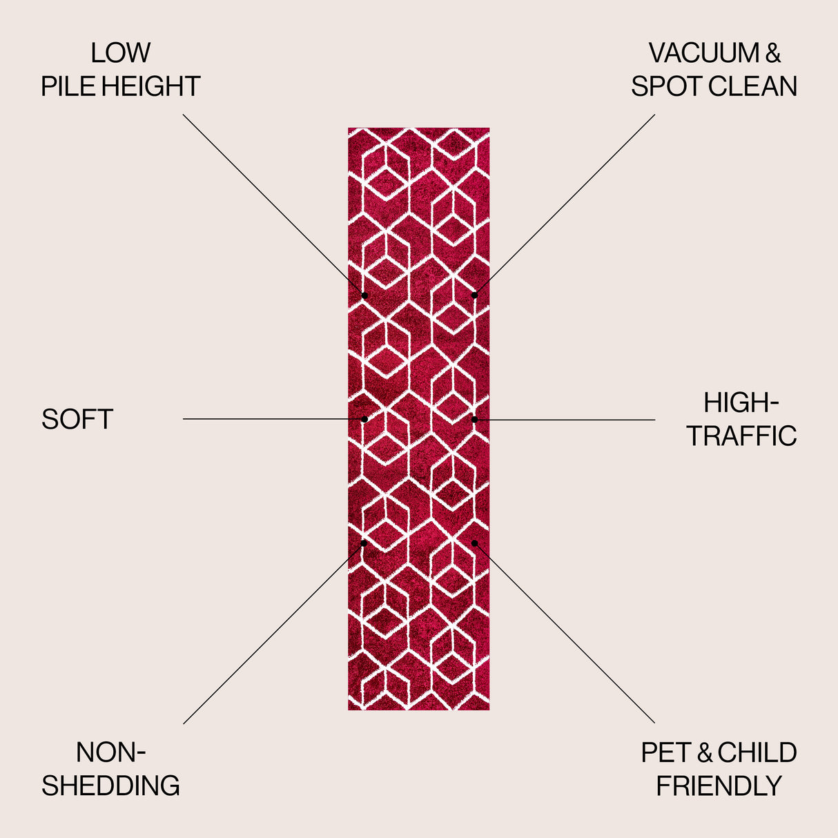 Tumbling Blocks Modern Geometric Runner Rug