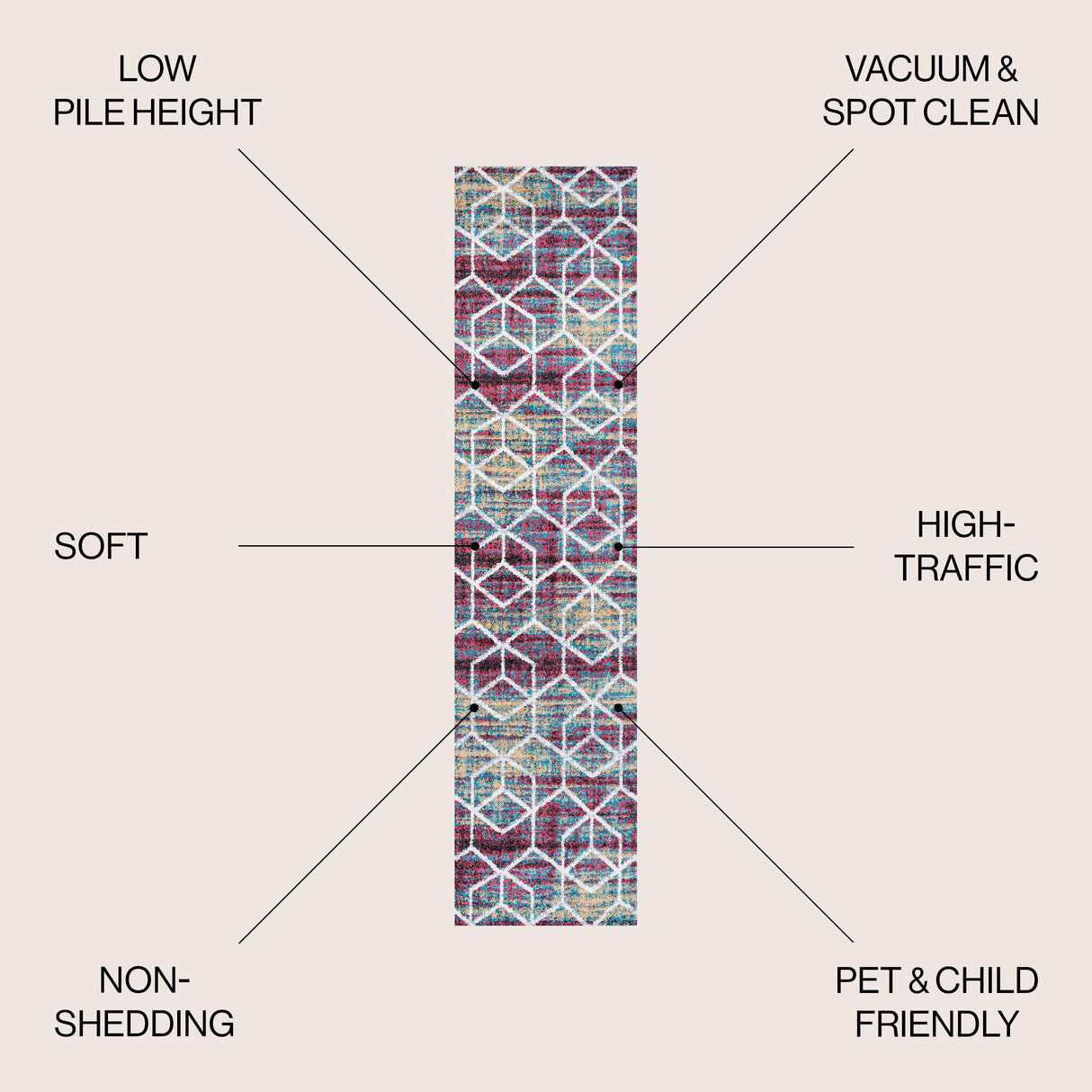 Tumbling Blocks Modern Geometric Runner Rug