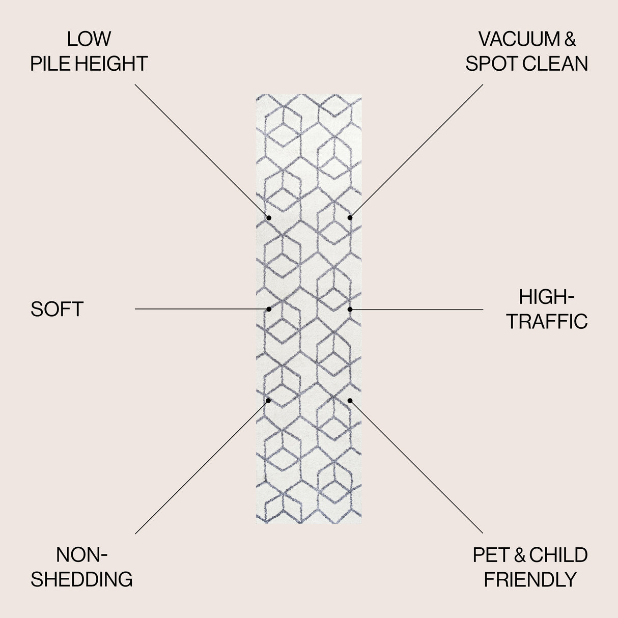 Tumbling Blocks Modern Geometric Runner Rug