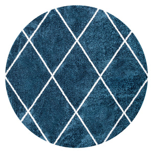 Cole Minimalist Diamond Trellis Round Area Rug