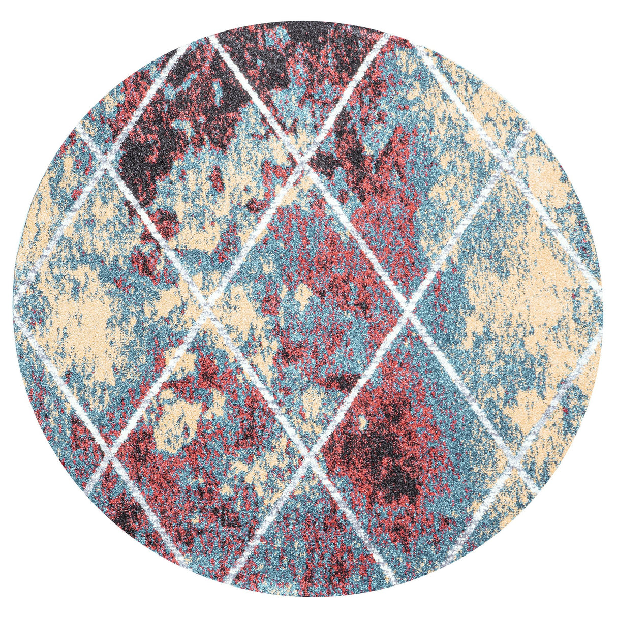Cole Minimalist Diamond Trellis Round Area Rug