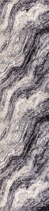 Kassia Contemporary Glam Abstract Marble Runner Rug