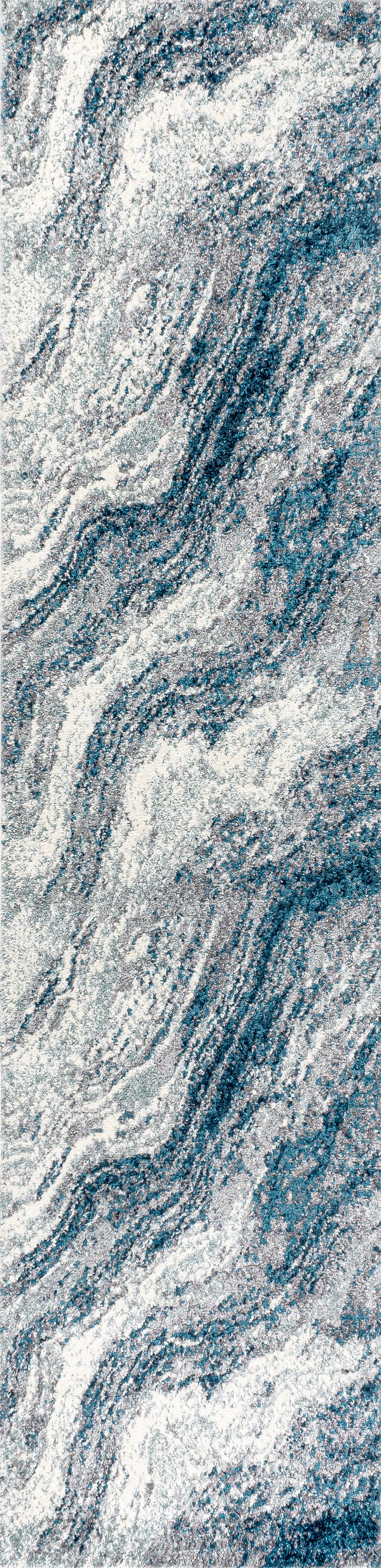 Kassia Contemporary Glam Abstract Marble Runner Rug