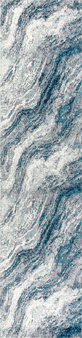 Kassia Contemporary Glam Abstract Marble Runner Rug