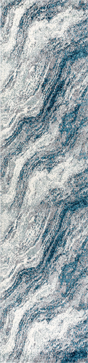Kassia Contemporary Glam Abstract Marble Runner Rug