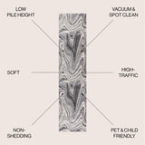 Eleni Contemporary Glam Abstract Marble Runner Rug