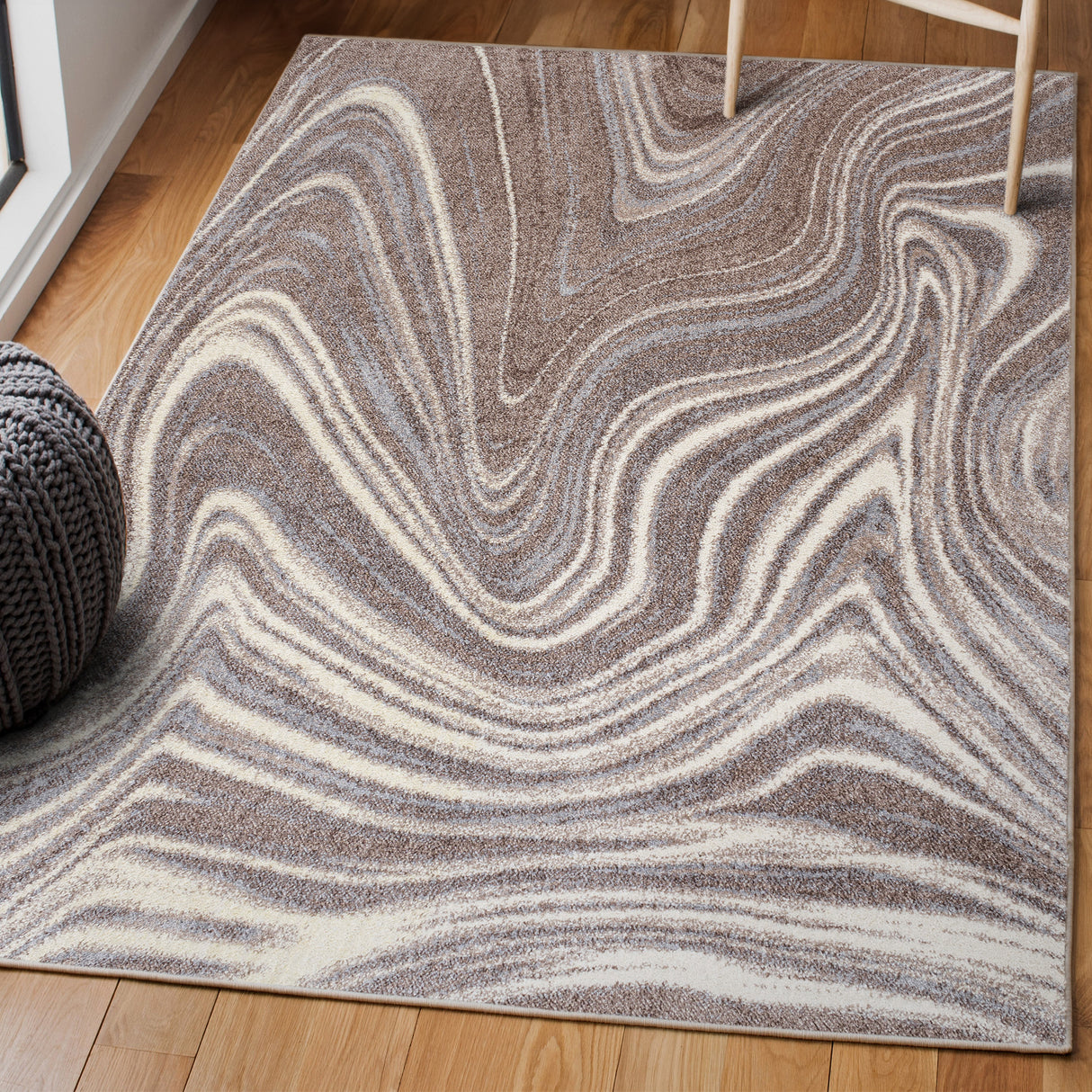 Eleni Contemporary Glam Abstract Marble Area Rug