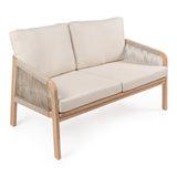 Arwen modern bohemian roped acacia wood outdoor loveseat with cushions