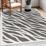 Astra Zebra Print Black Outdoor Rug - Clearance