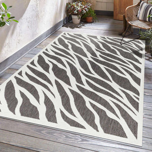 Astra Zebra Print Black Outdoor Rug - Clearance