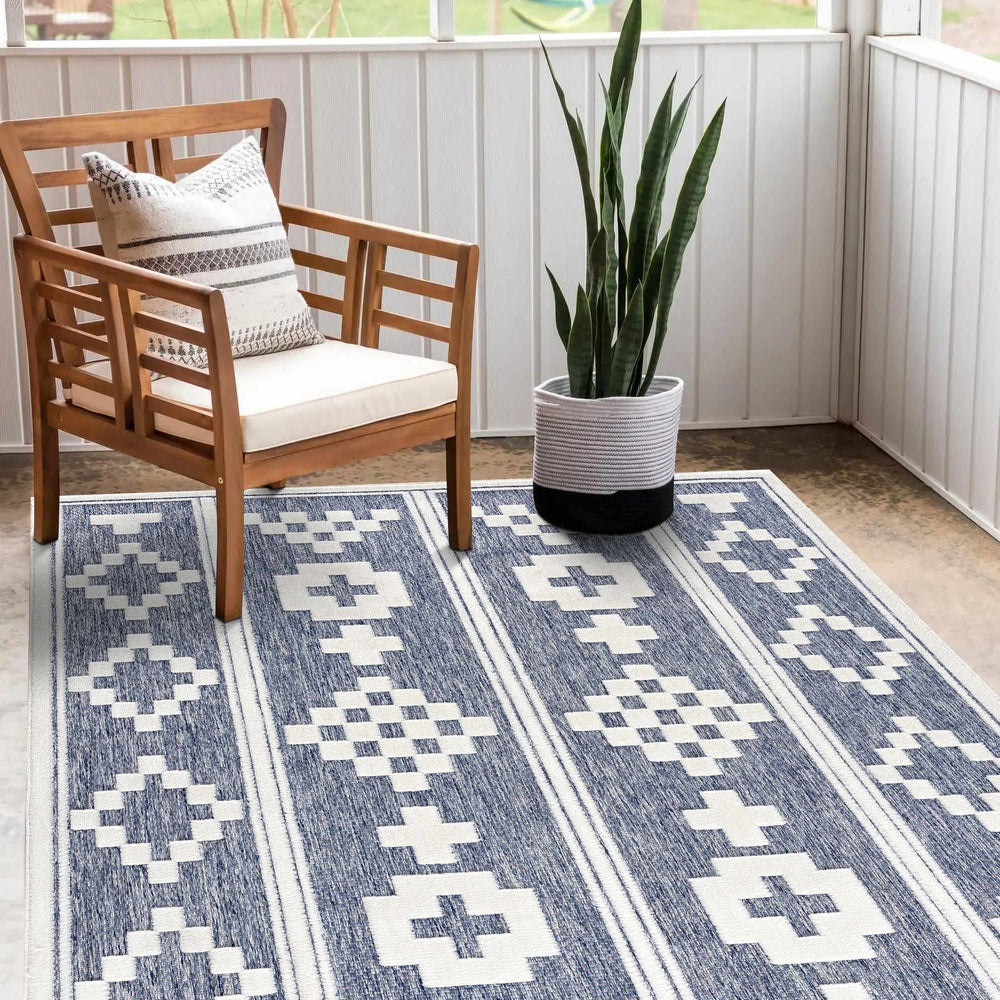 Hiro Blue Outdoor Rug - Clearance