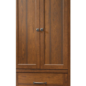 Bedroom Wardrobe Cabinet Storage Armoire in Medium Brown Cherry Wood Finish