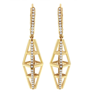14K Yellow Gold 5/8 Cttw Diamond Geometrical Pillar Drop and Dangle Earrings (G-H Color, SI1-SI2 Clarity)