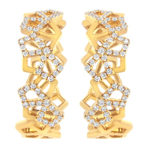 14K Yellow Gold 3/4 Cttw Diamond Honeycomb Hoop Earrings (G-H Color, SI1-SI2 Clarity) - 24MM