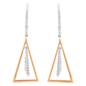 14K Rose and White Gold 3/8 Cttw Diamond Windchime Drop and Dangle Earring (G-H Color, SI1-SI2 Clarity)